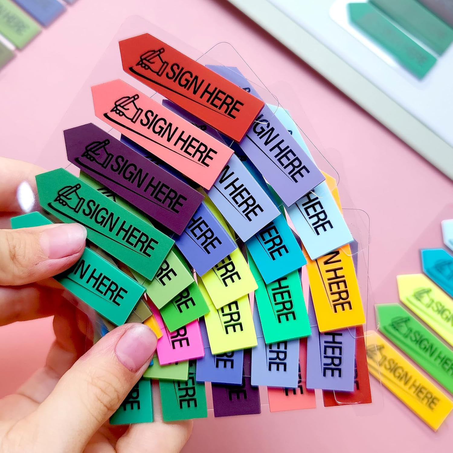 1200 Pcs Sign Here Index Marker, Assorted Colors Sign Here Tabs Sign Post Here I