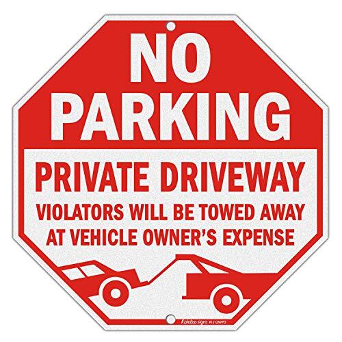 No Parking Sign, Private Driveway Sign Violators Will Be Towed Red – 1 Pack