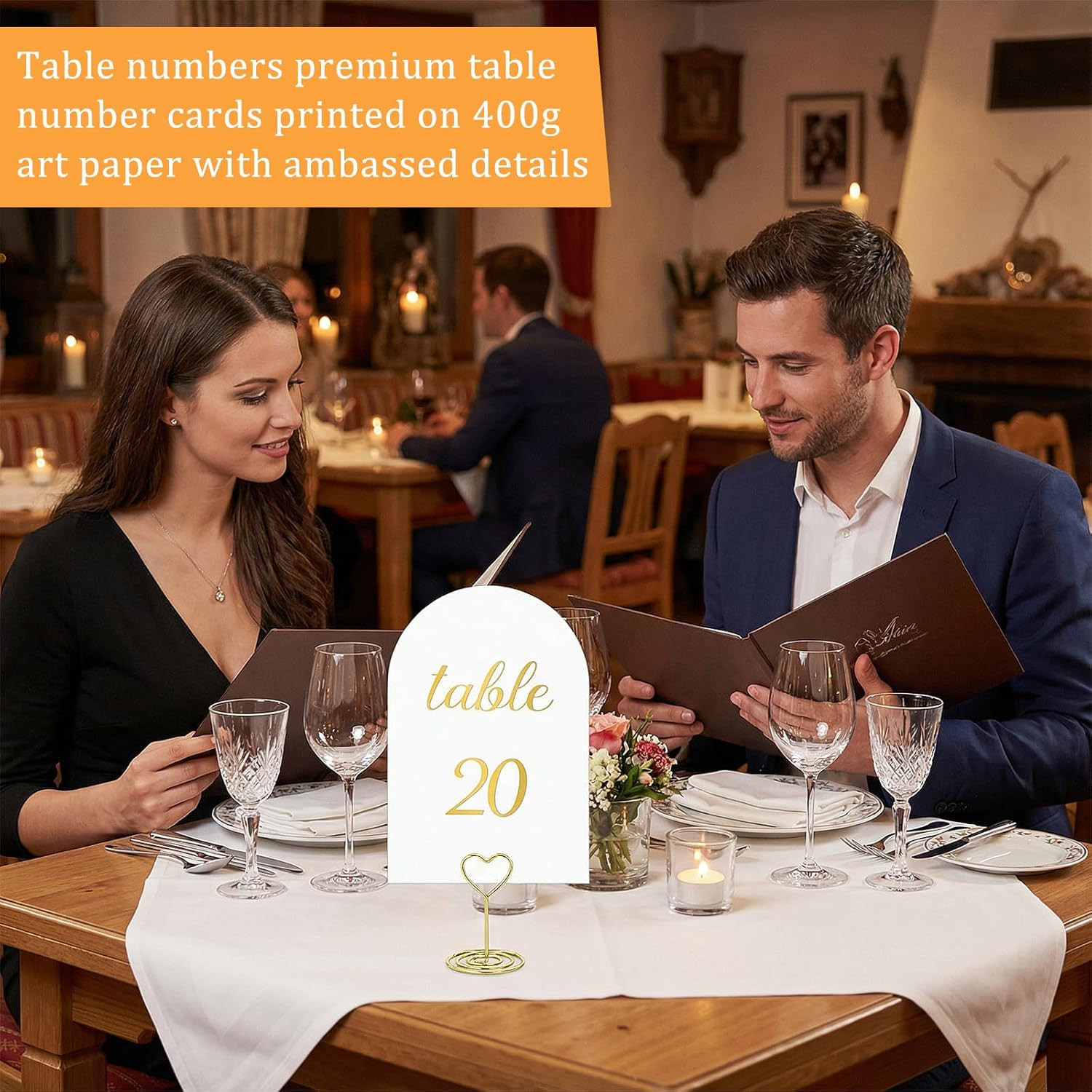 Arch Table Numbers 1-30 plus Head Table, 5.9X3.9 Inch White Card Stock, Double-S