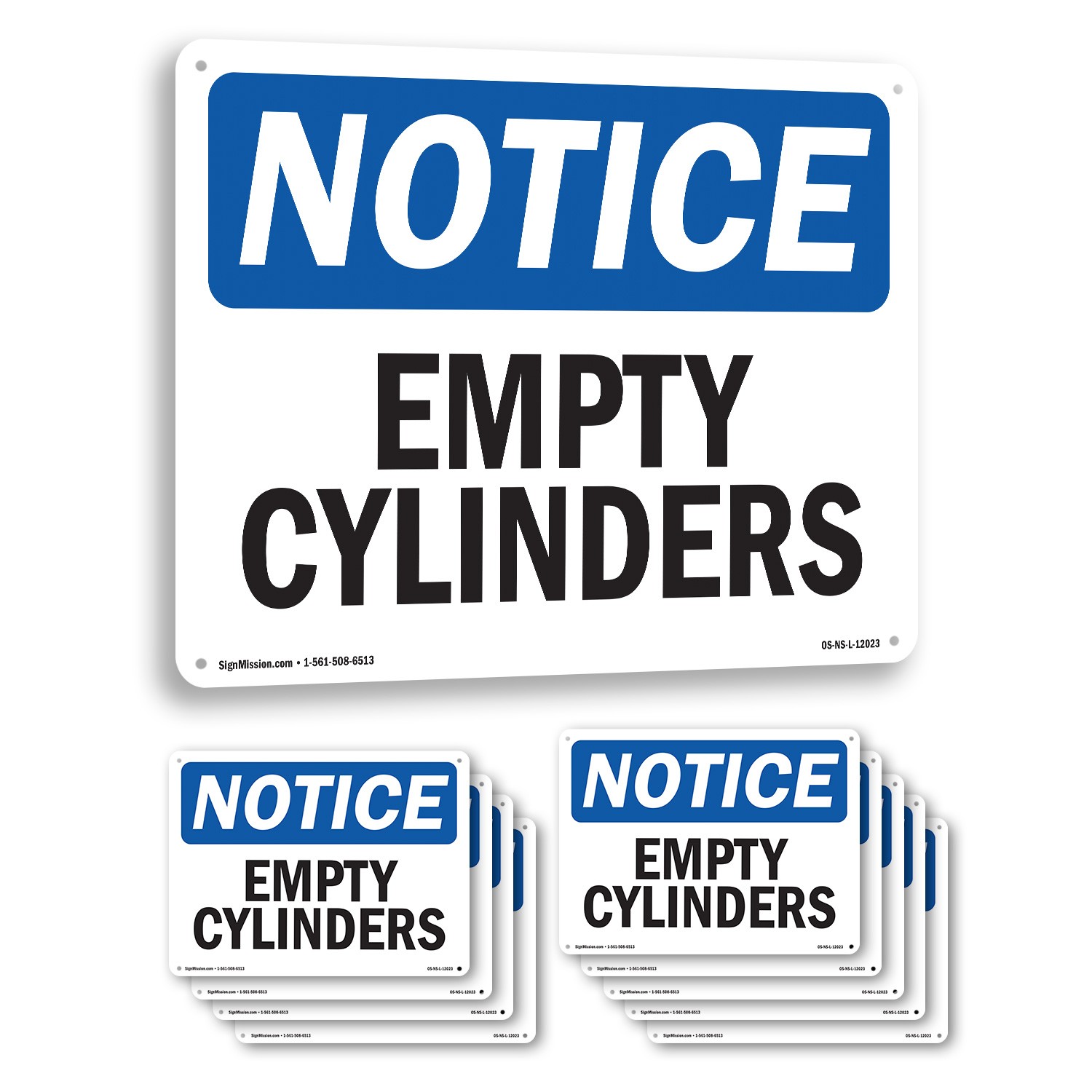 Empty Cylinders OSHA Notice Sign Metal, Plastic, Or Decal – 5 or 10 Pack