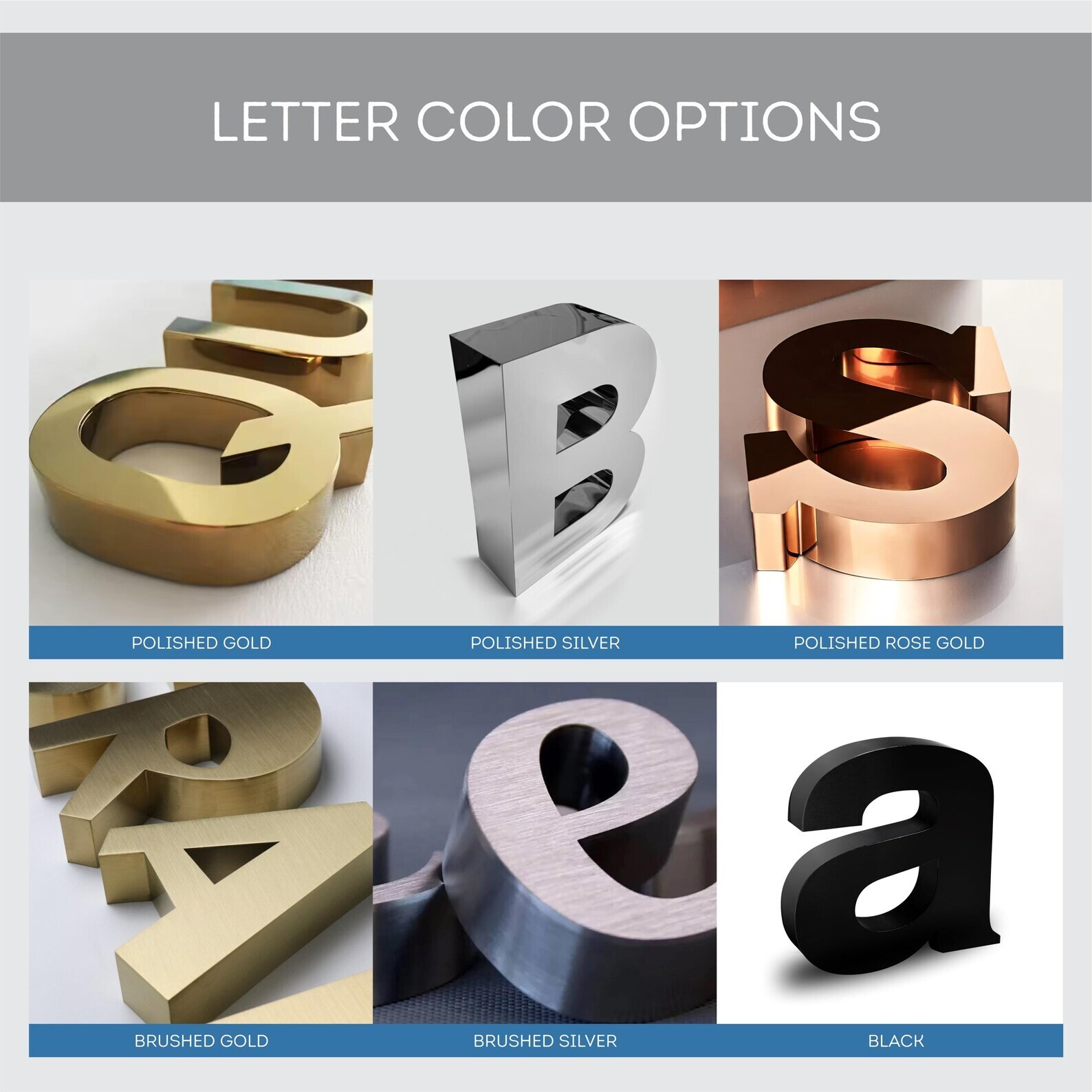 Stainless Steel Channel Letters Sign Business Signs Custom for Indoor & Outdoor