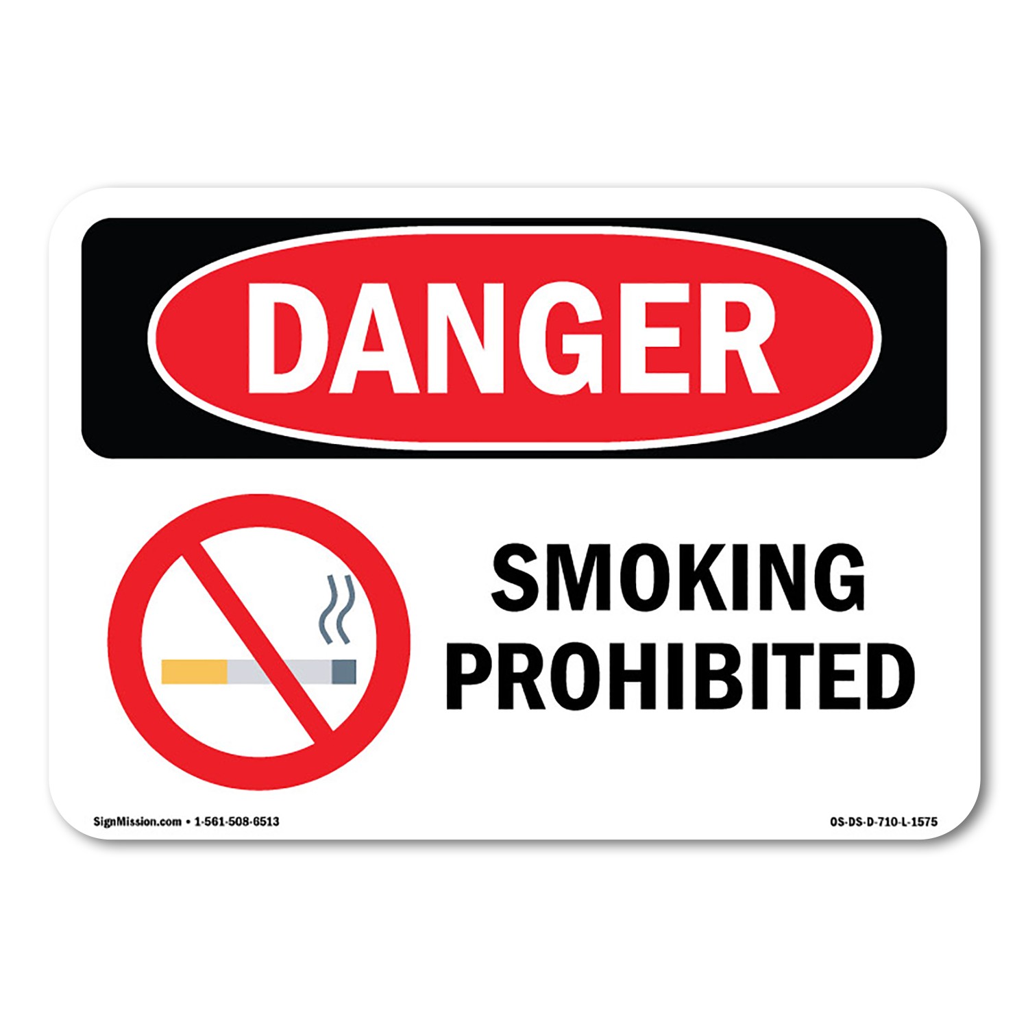 Smoking Prohibited ANSI Danger Sign Metal Plastic Decal