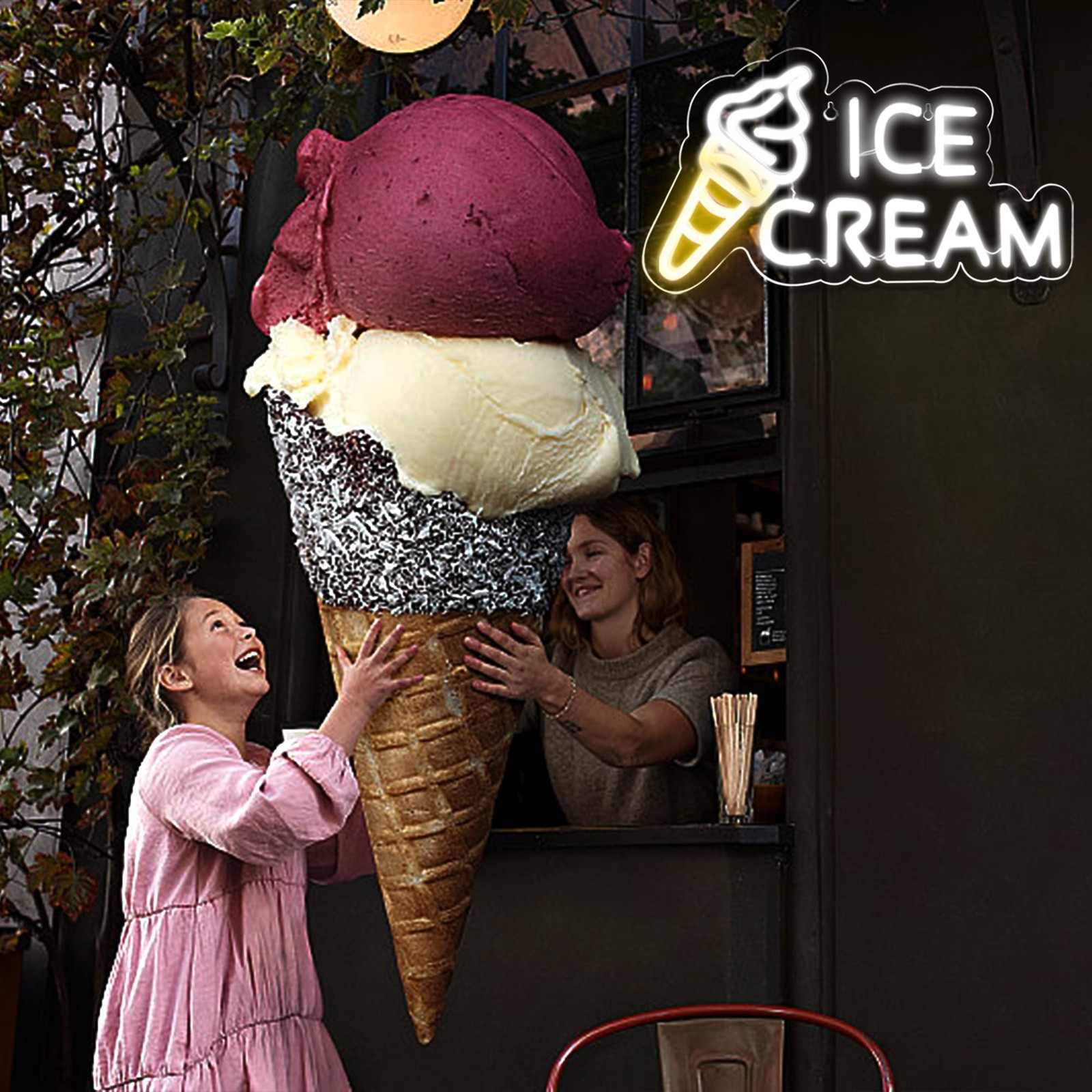 Ice Cream Neon Sign for Wall Decor LED Sign for Ice Cream Shop Wall Art | Bir…