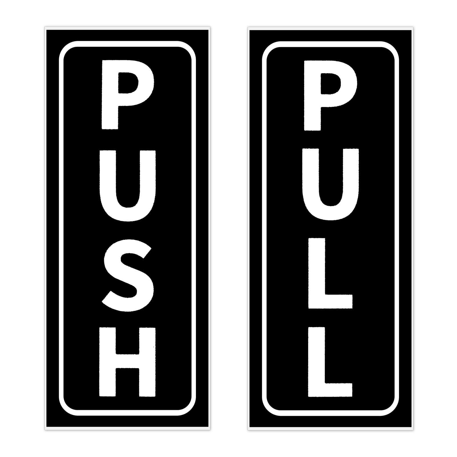 2 PCS Push Pull Door Signs, Vertical Push Pull Door Stickers Sign -Adhesive D…