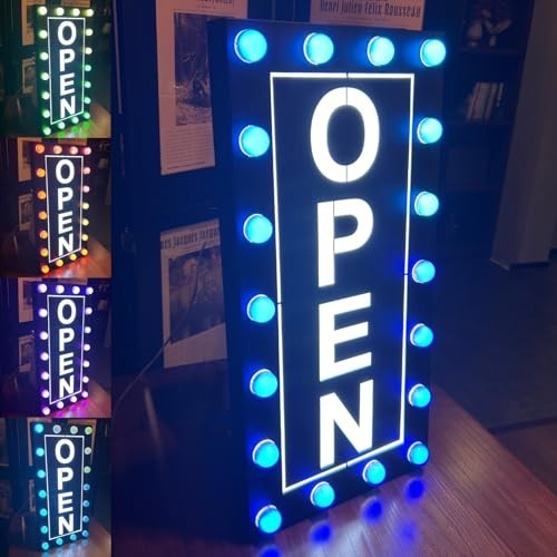 LED Open Sign for Business Outdoor Waterproof RGB Color Changing Remote Black