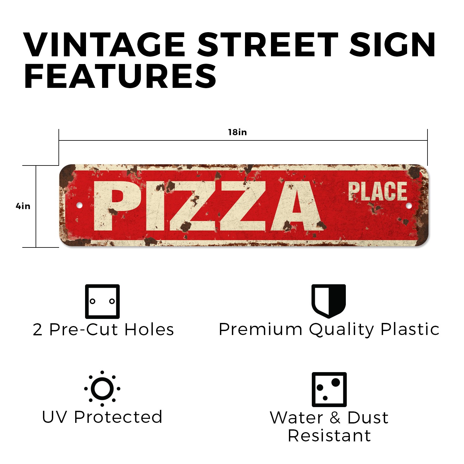PIZZA PLACE Vintage Style Street Sign Metal Plastic new parlor shop oven