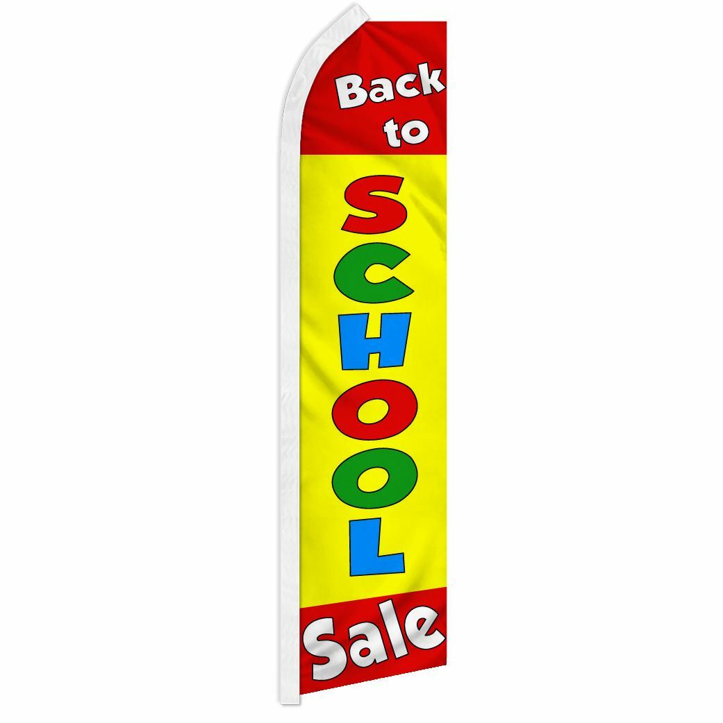 BACK TO SCHOOL SALE advertising super flag swooper banner business sign supplies