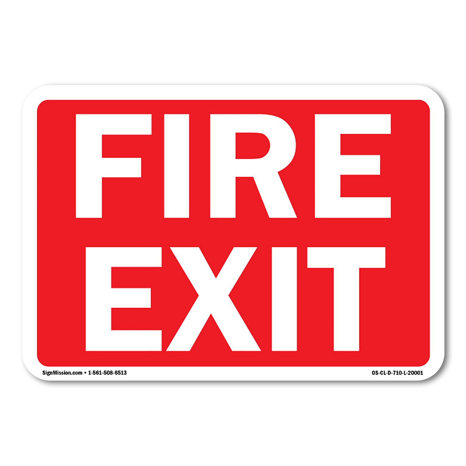 Fire Exit Sign (white text on red background) Sign Metal Plastic Decal