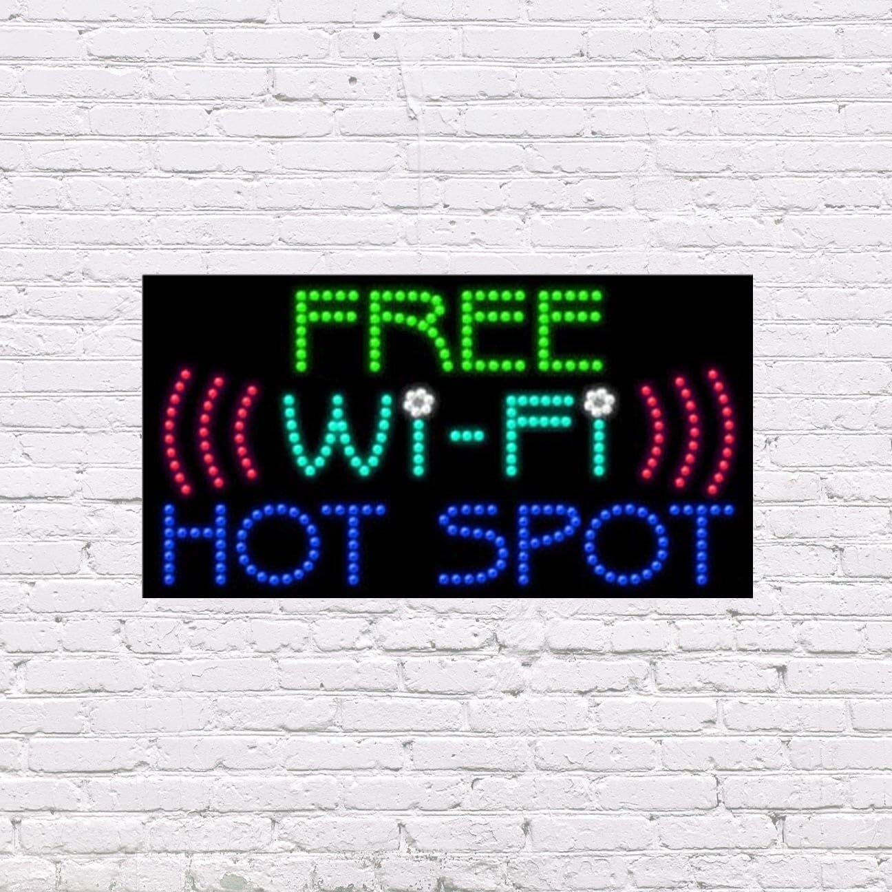 LED Free Wi-Fi Hot Spot | Light-up Sign | 32″W x 17″H x 2″D