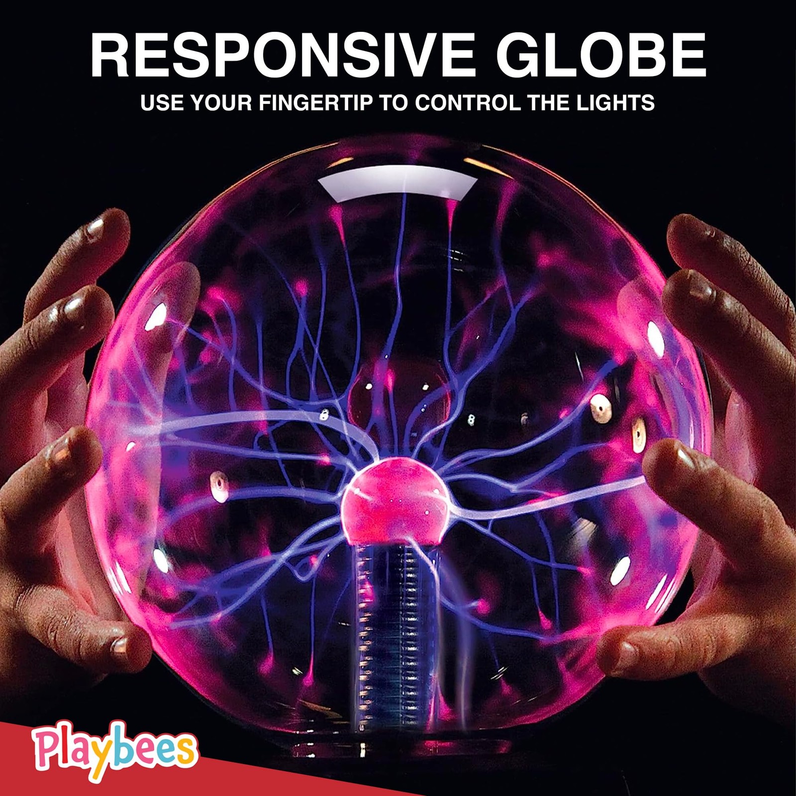Playbees Red Plasma Ball – 7 Inch – Tesla Coil Bulb Static Electricity in
