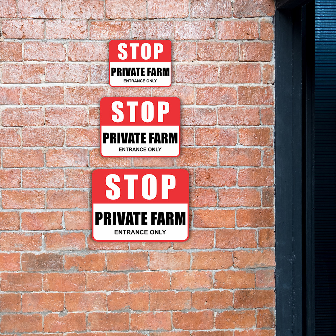 Classic Framed Plus Stop Private Farm Entrance Only Door or Wall Sign |