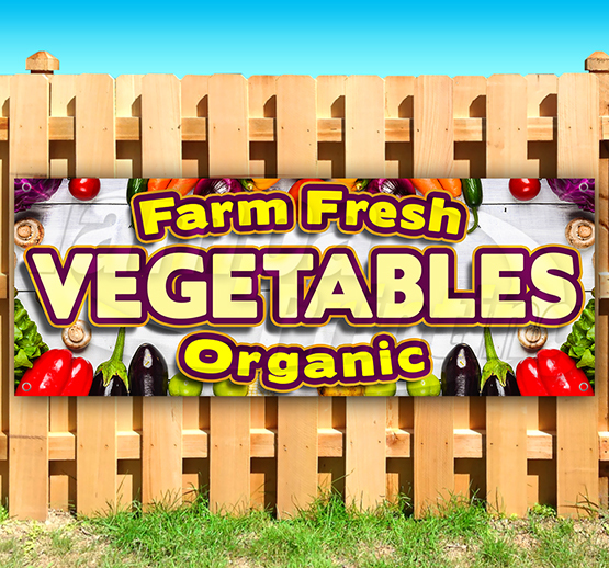 FARM FRESH VEGETABLES ORGANIC Advertising Vinyl Banner Flag Sign Many Sizes USA