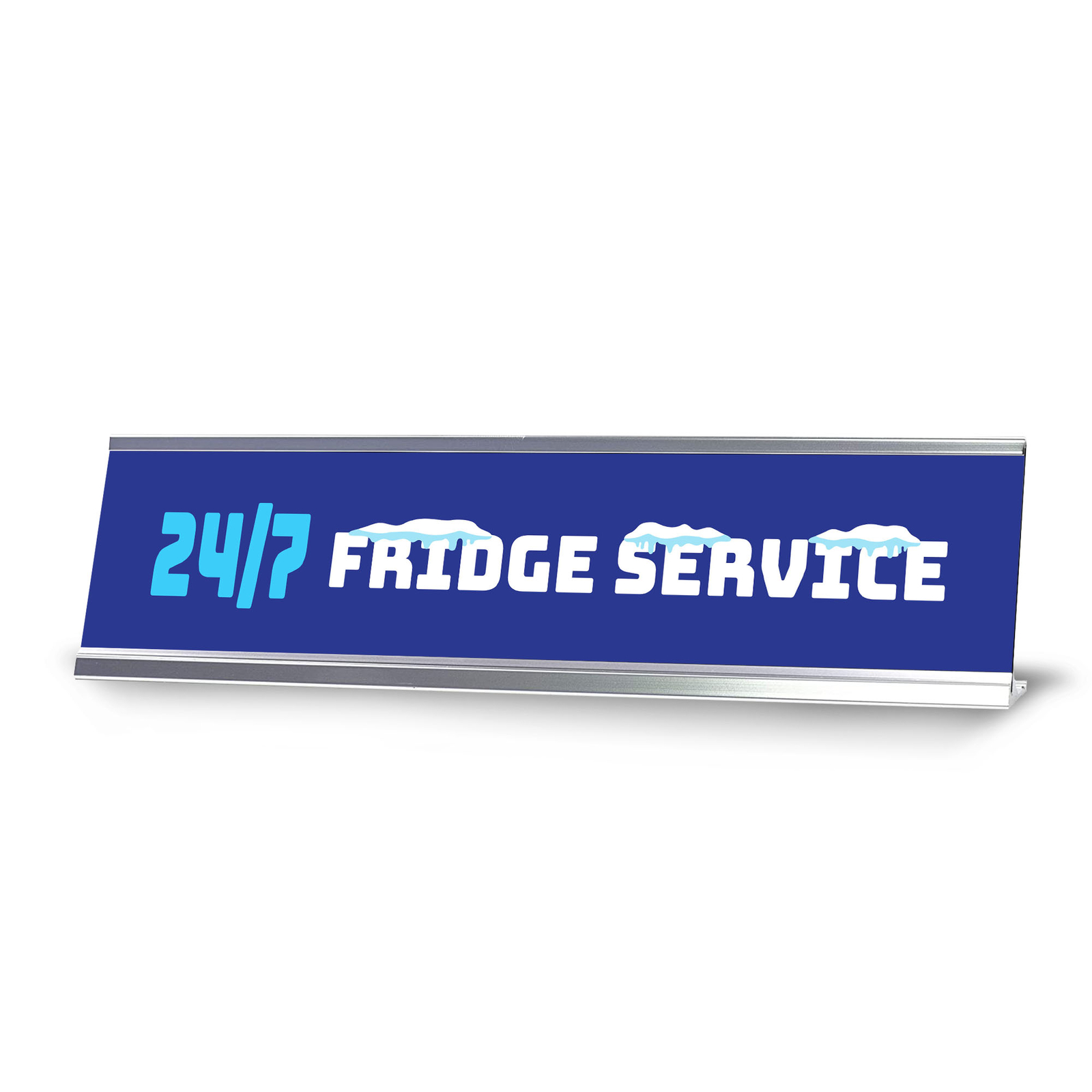 24/7 Fridge Service, Silver Frame, Desk Sign (2×8″)