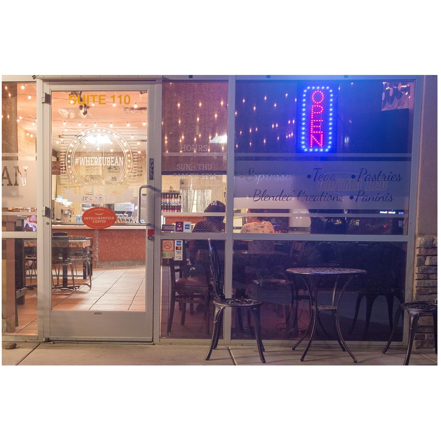 Stylish LED Open Sign with Business Hours – Vertical Display
