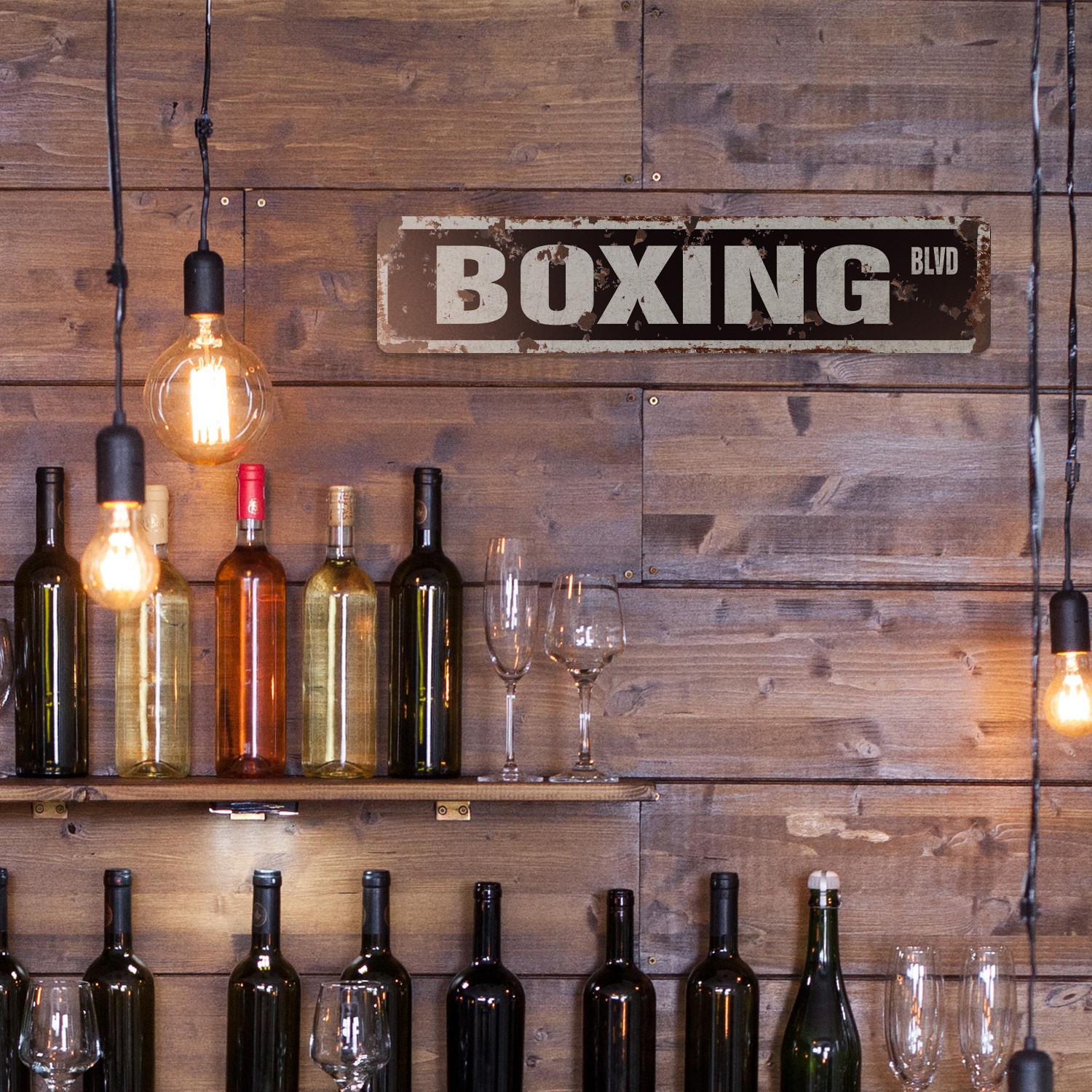 BOXING Vintage Style Rustic Street Sign Metal boxer fighter gloves heavy bag