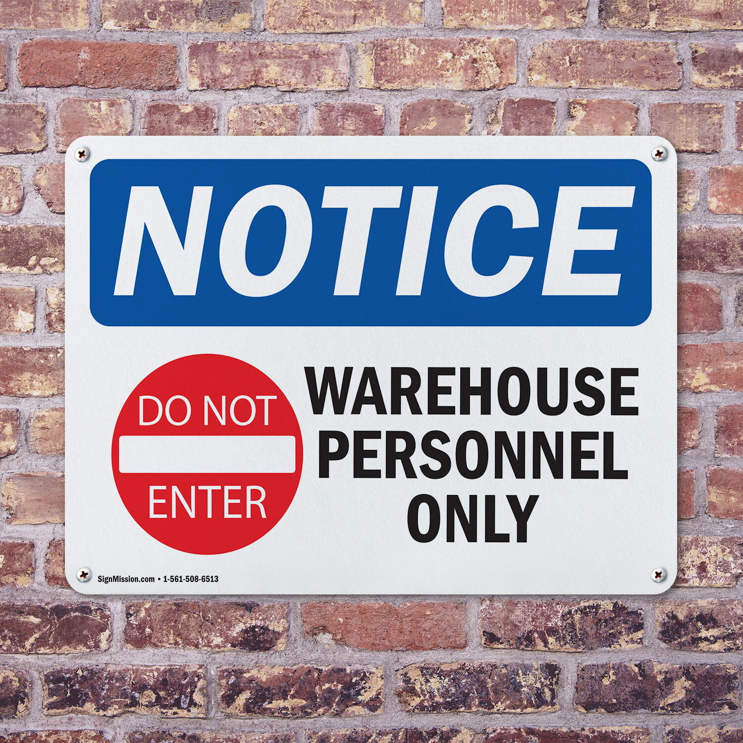 (2 Pack) Warehouse Personnel Only OSHA Notice Sign Decal Metal Plastic