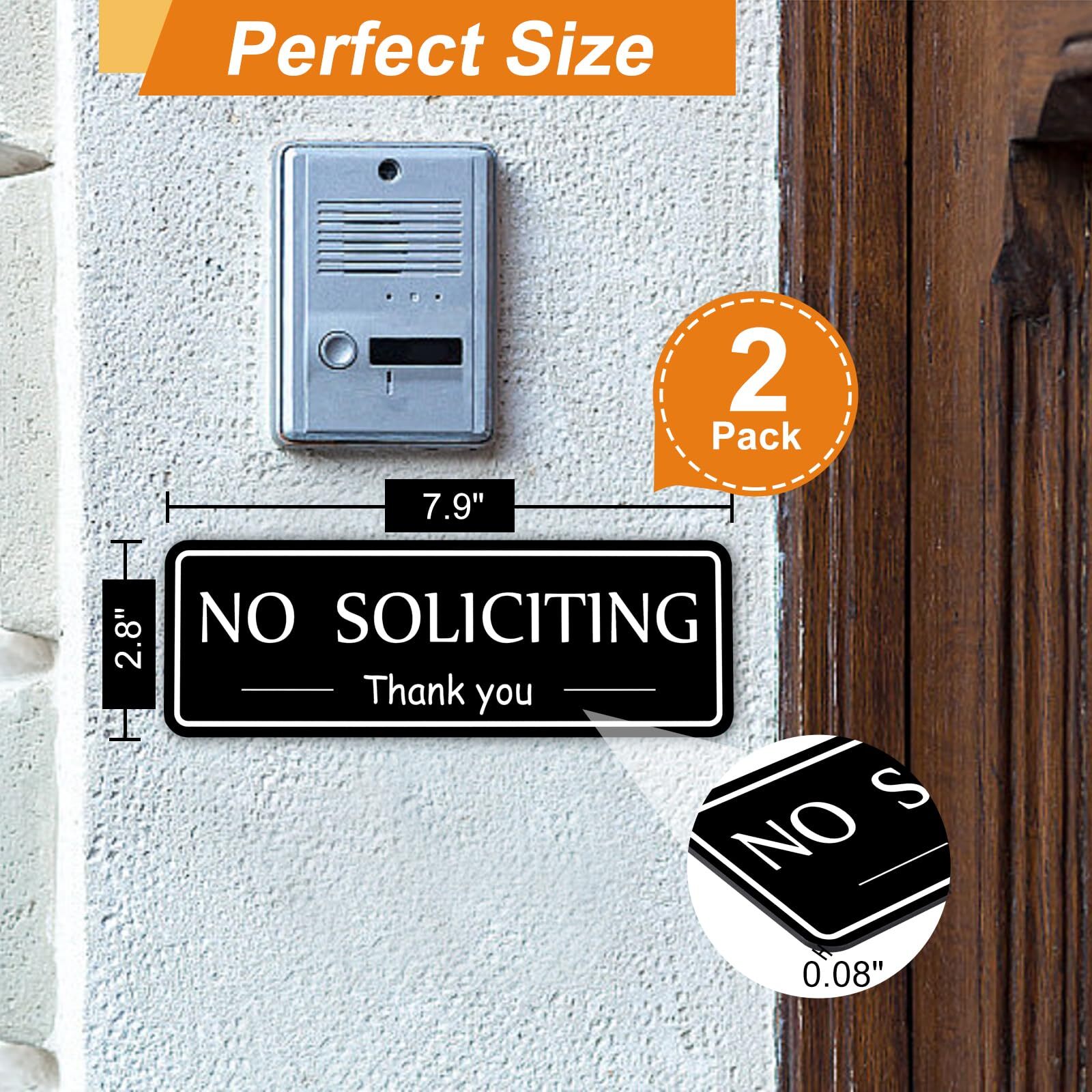 2 Pack No Soliciting Signs for House Business Office Gate Wall Window Front Door
