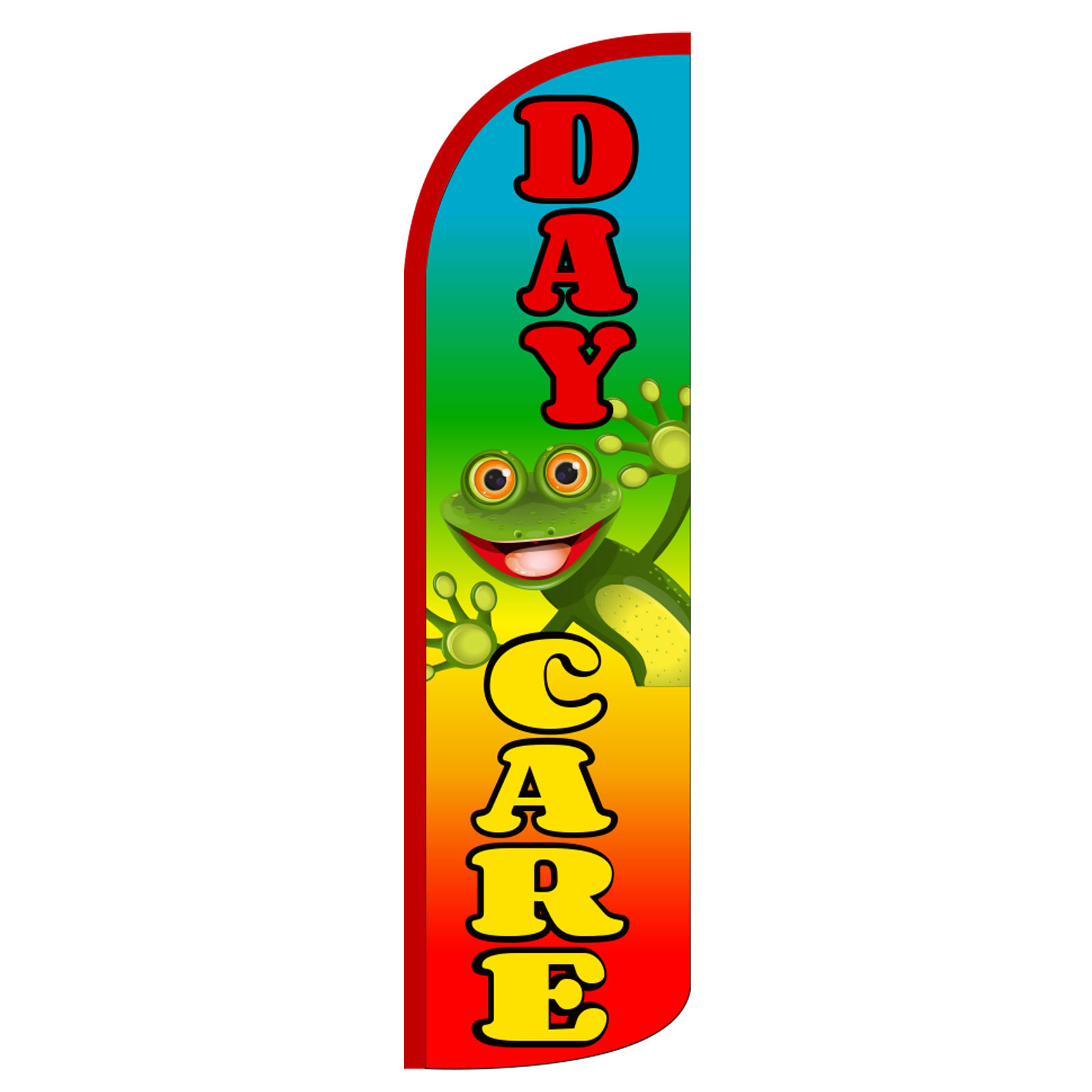 Daycare Frog Banner Flag Sign Display Only Flutter Feather Windless Swooper 3′