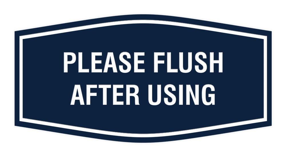 Fancy Please Flush After Using Sign Navy Blue White Small 1 PCS