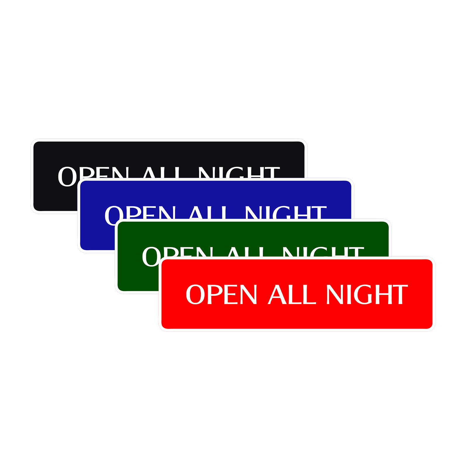 Open All Night Shops Hotels Liquor Stores Novelty Street Aluminum Metal Sign