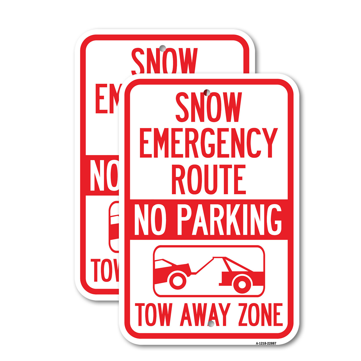 Snow Emergency Route Tow Away Zone with Graphic Heavy Gauge Metal Parking Sign