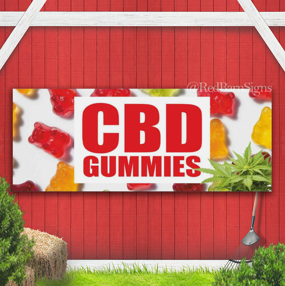 CBD GUMMIES edibles Indoor Outdoor Banner Sign with grommets