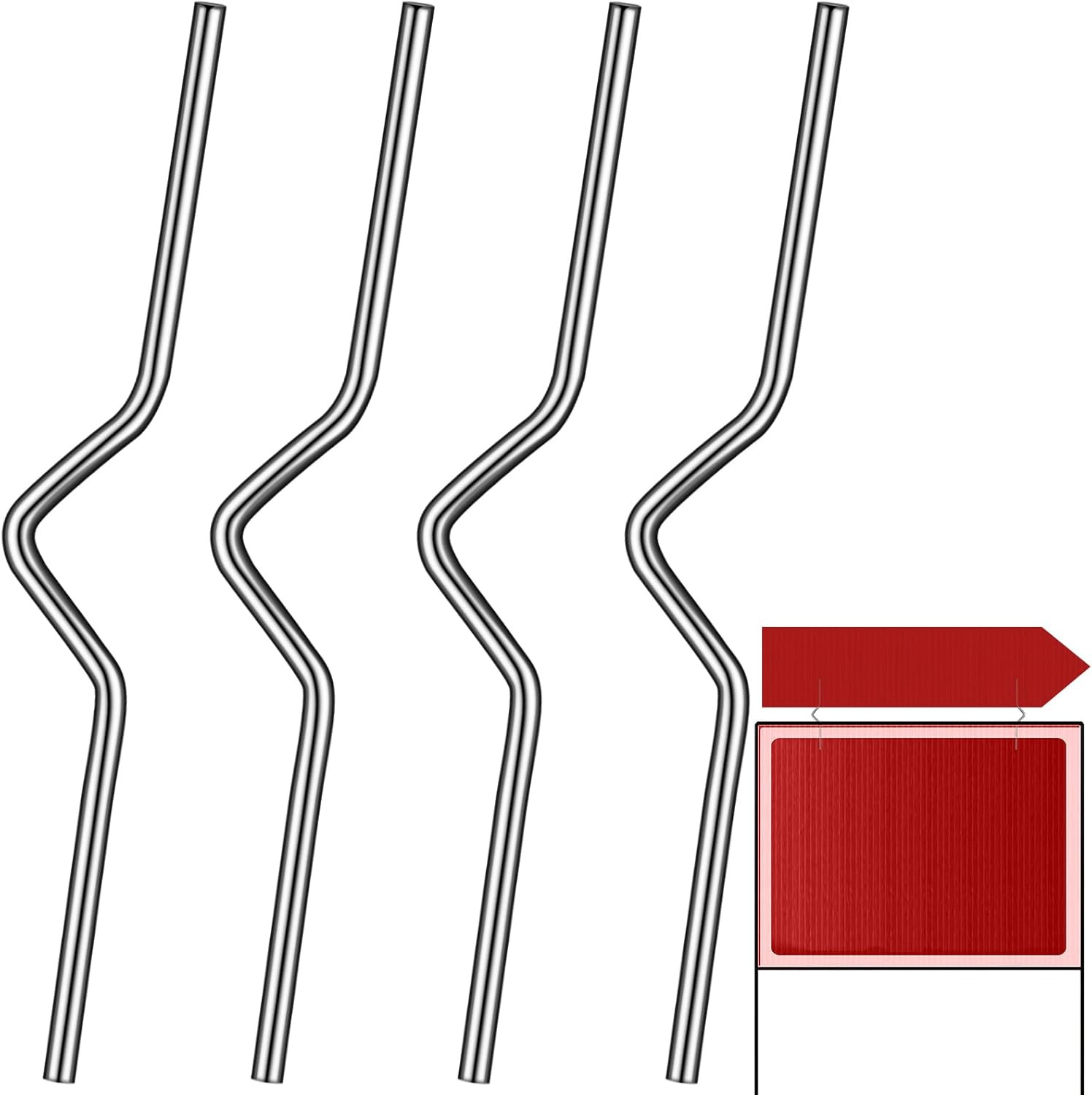 4 Pcs 4” Yard Sign Stake Rider Pins for 4 Mm Corrugated Plastic Signs Galvanize