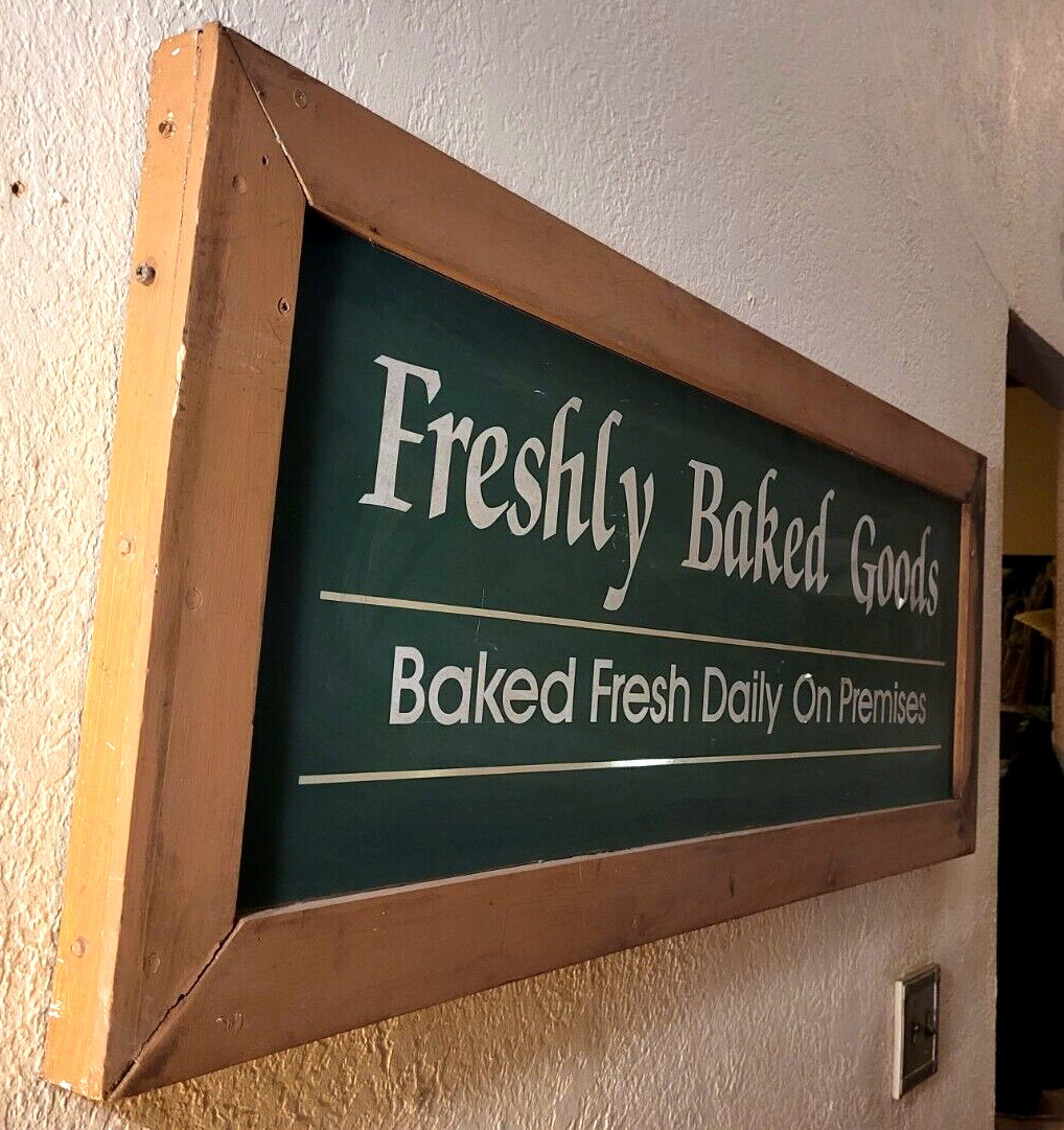 Bakery Sign/Plaque in Frame;Wood;Chalkboard Wall Hanging; 48.5×18.5″ Advertising