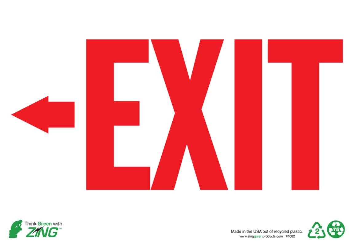 Green Products 1082A Recycled Aluminum “Exit with Left Arrow” Safety Sign, Re…