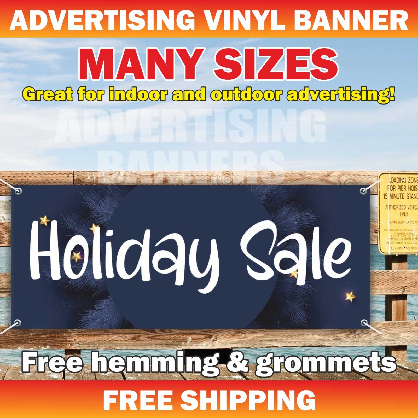 Holiday Sale Advertising Banner Vinyl Mesh Sign Merry Christmas Xmas New Year