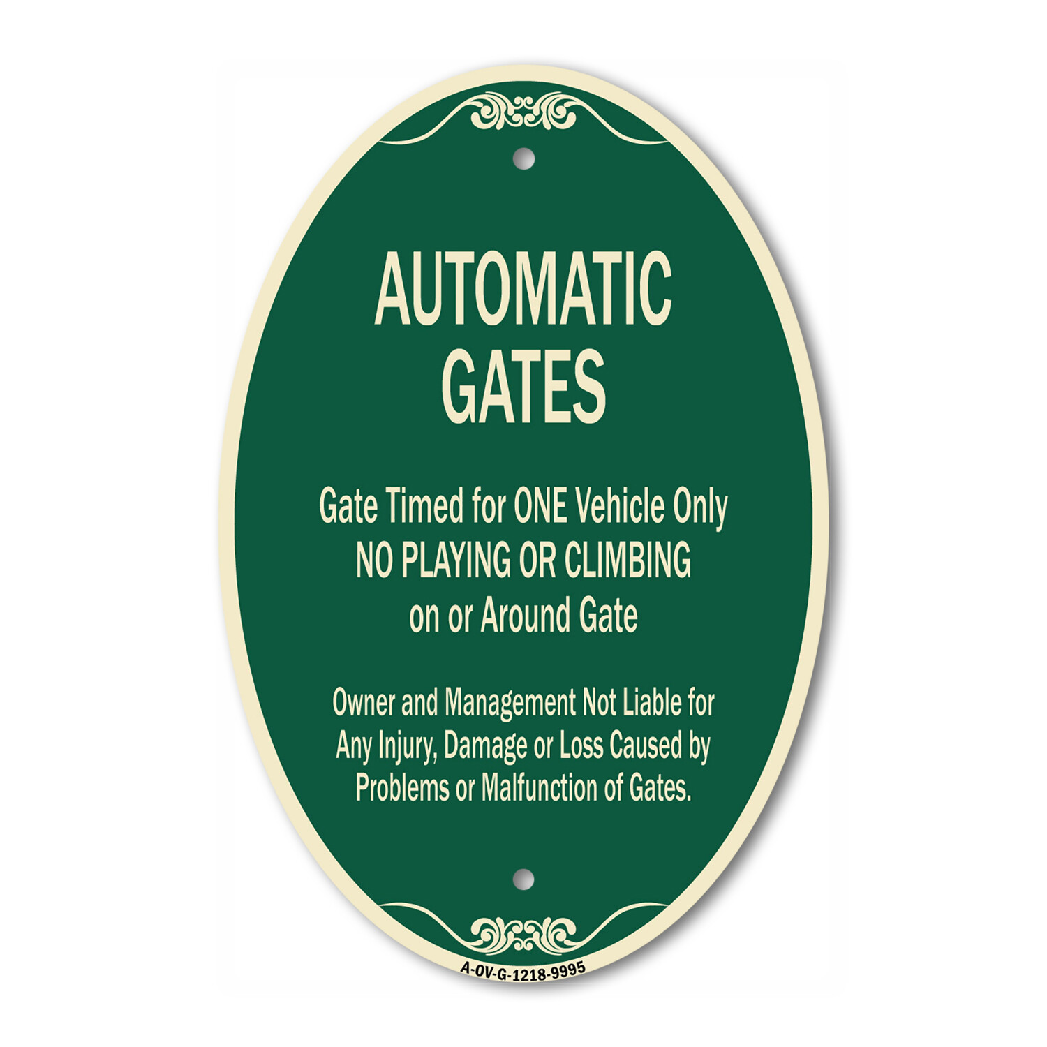 Designer Series Oval – Automatic Gates Gate Timed For One Vehicle Only