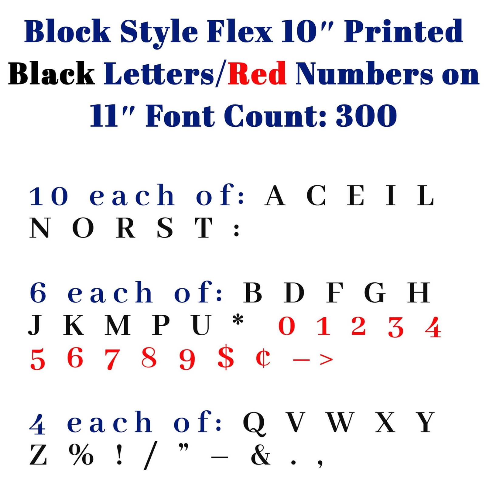 Changeable Outdoor Sign Flexible Letters – Block Style – 10″ on 11″ Black Letter