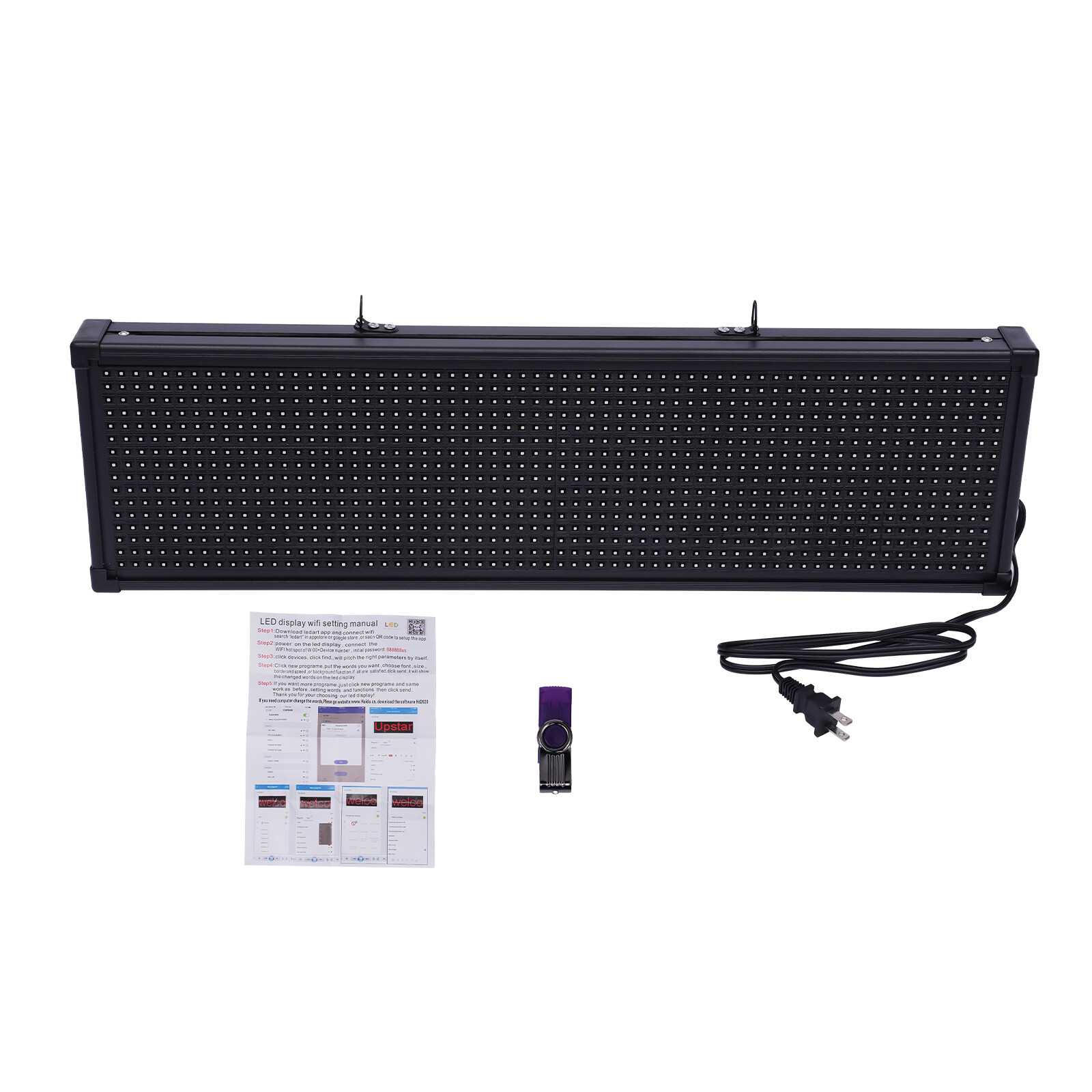 26*8in Led Scrolling Message Display Rgb Color Digital Message Display Board