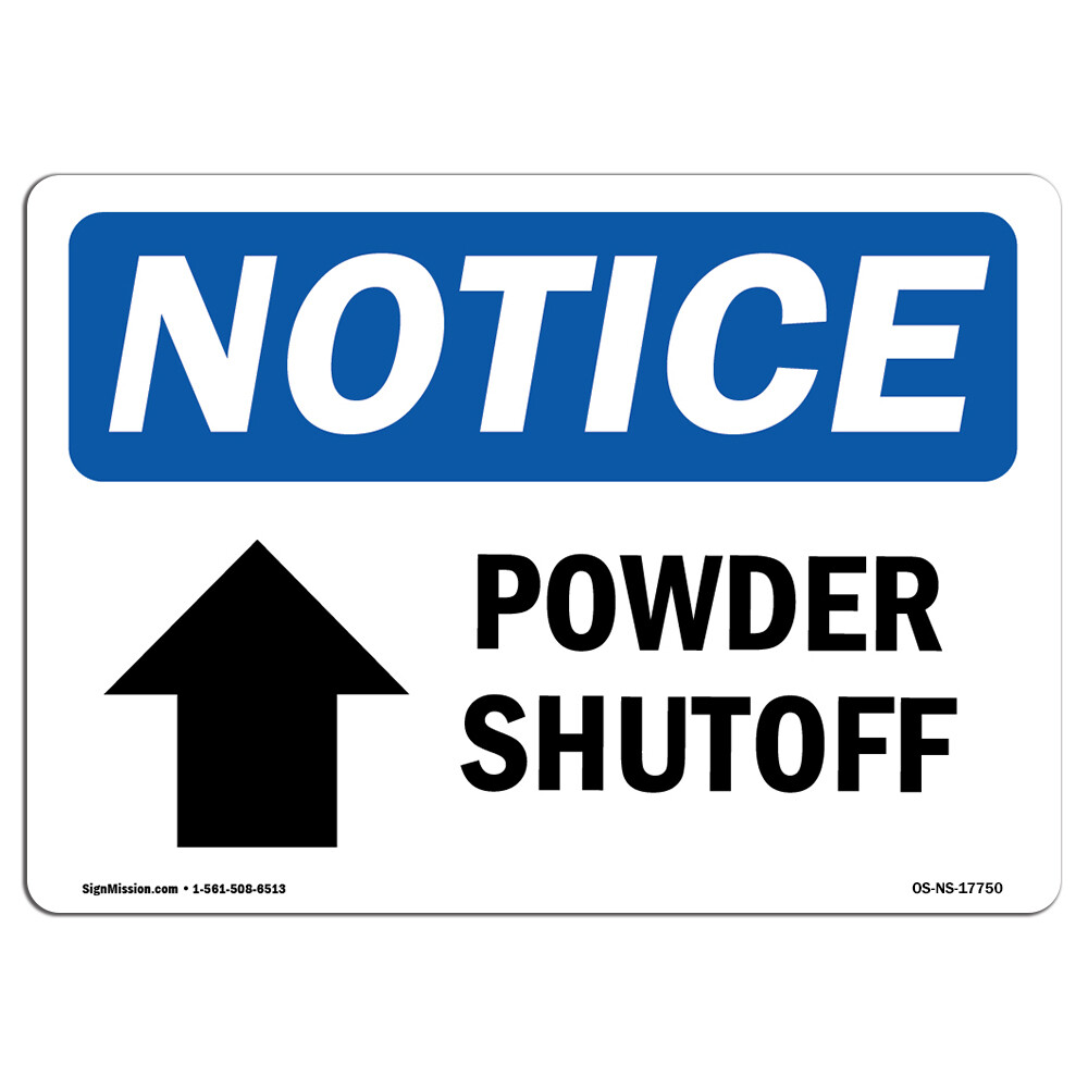 Power Shutoff [Up Arrow] With Symbol OSHA Notice Sign Metal Plastic Decal