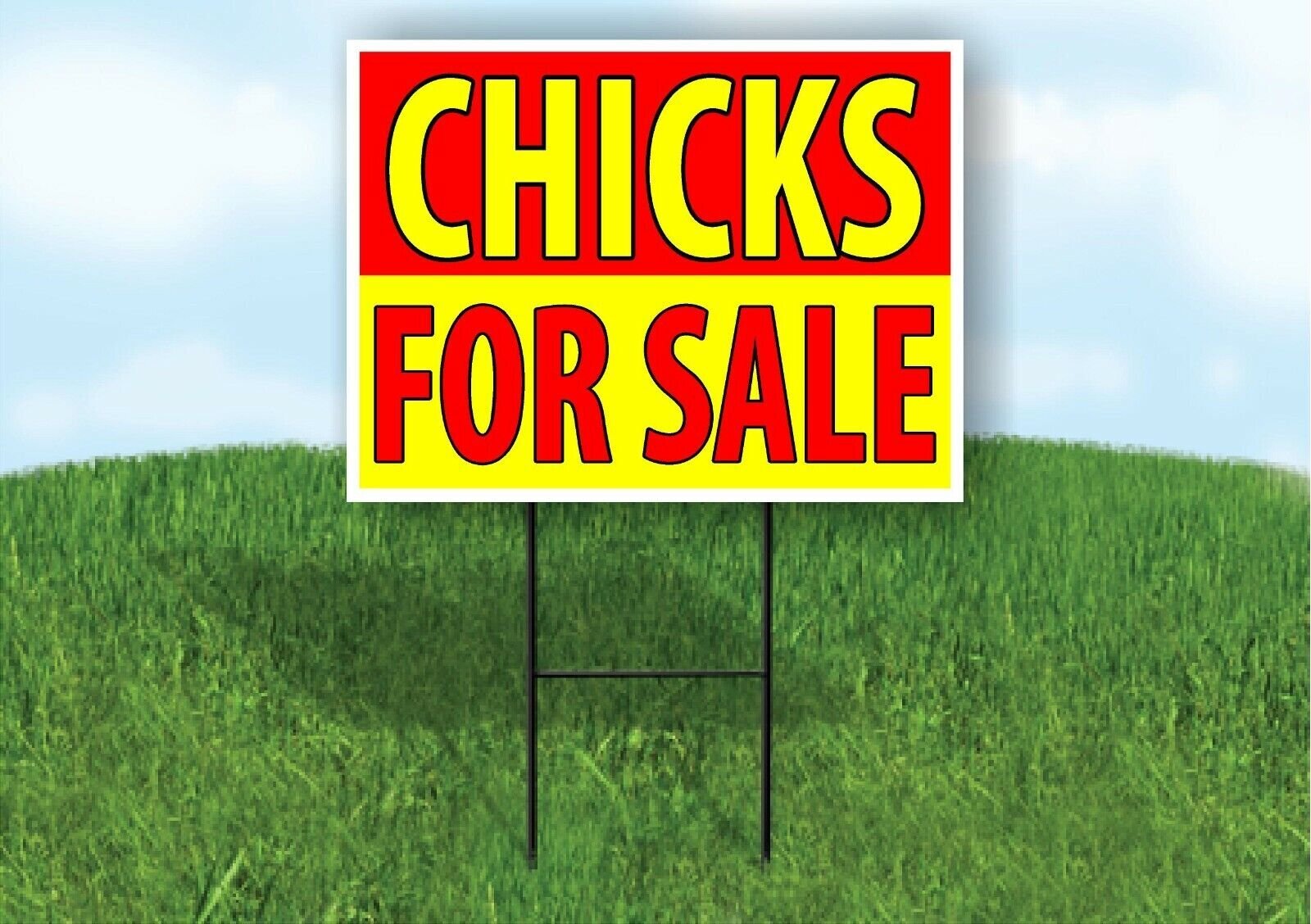 CHICKS FOR SALE RED YELLOW Plastic Yard Sign ROAD SIGN with Stand
