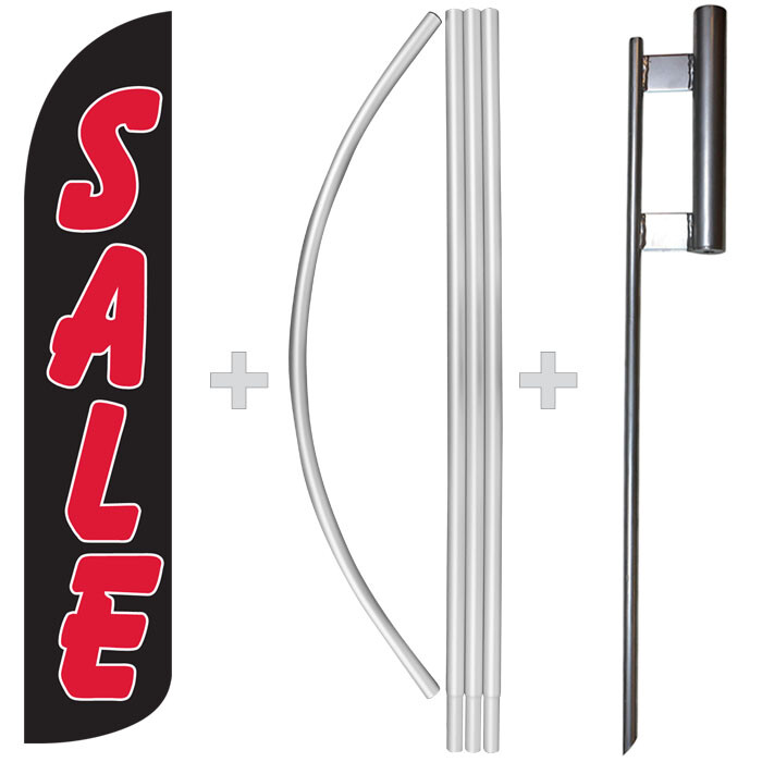 Sale Red/Black 15′ Tall Windless Swooper Feather Banner Flag & Pole Kit