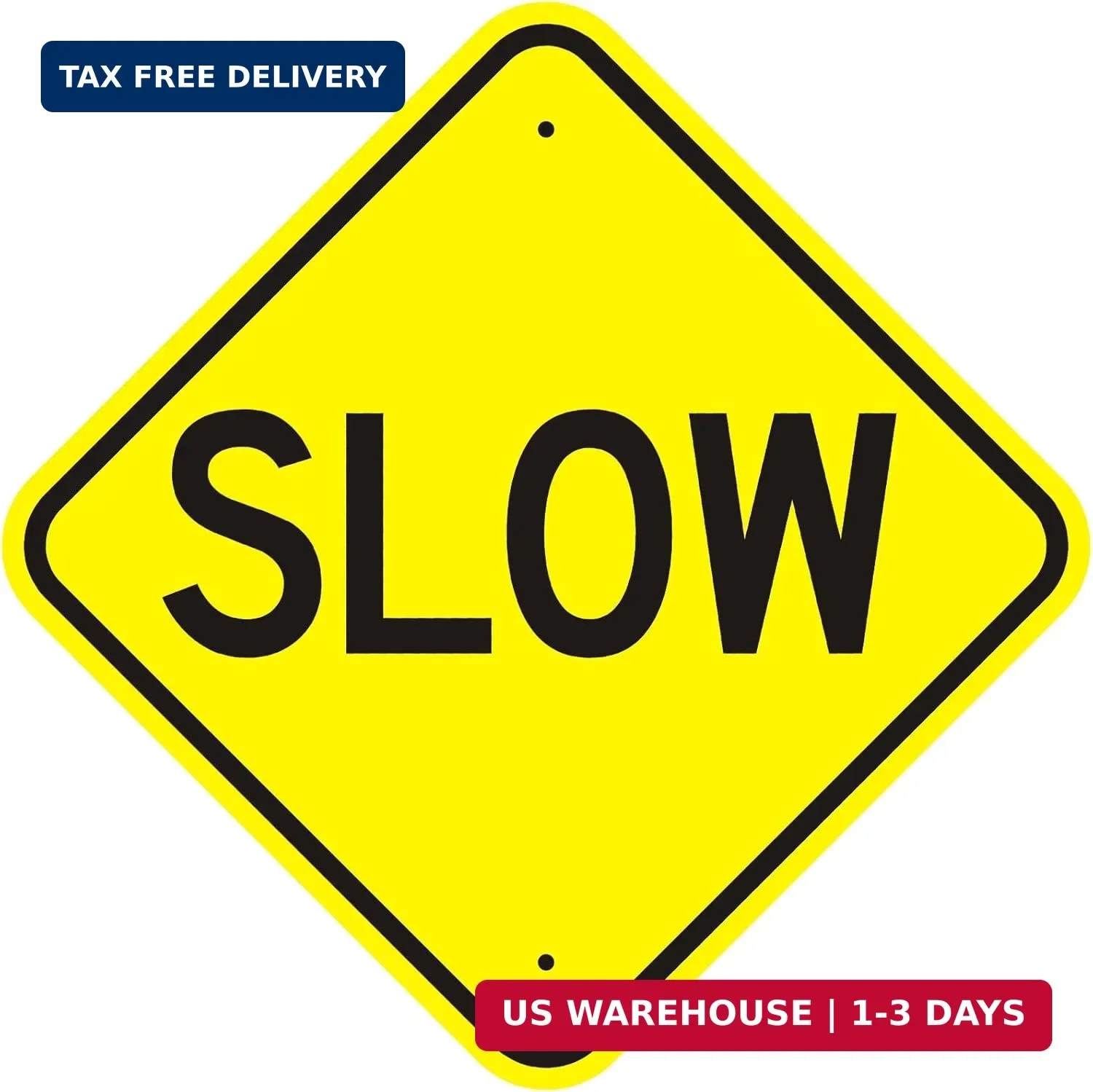Slow Down Signs, 12″ X 12″, Reflective Rust-Free Aluminum, UV & Weatherproof, Ea