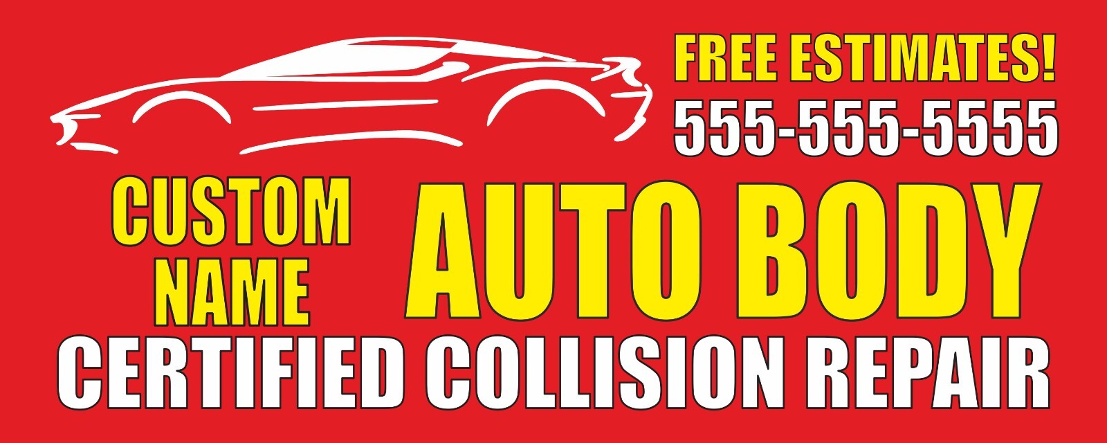 AUTO BODY FREE ESTIMATES Advertising Banner Vinyl Mesh Sign auto repair service