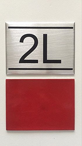 APARTMENT NUMBER SIGN -2L -BRUSHED ALUMINUM (2.25X3)-REF24-1027