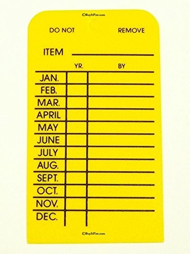 Fire Extinguisher Monthly Tag Yellow Plastic 25 Pack