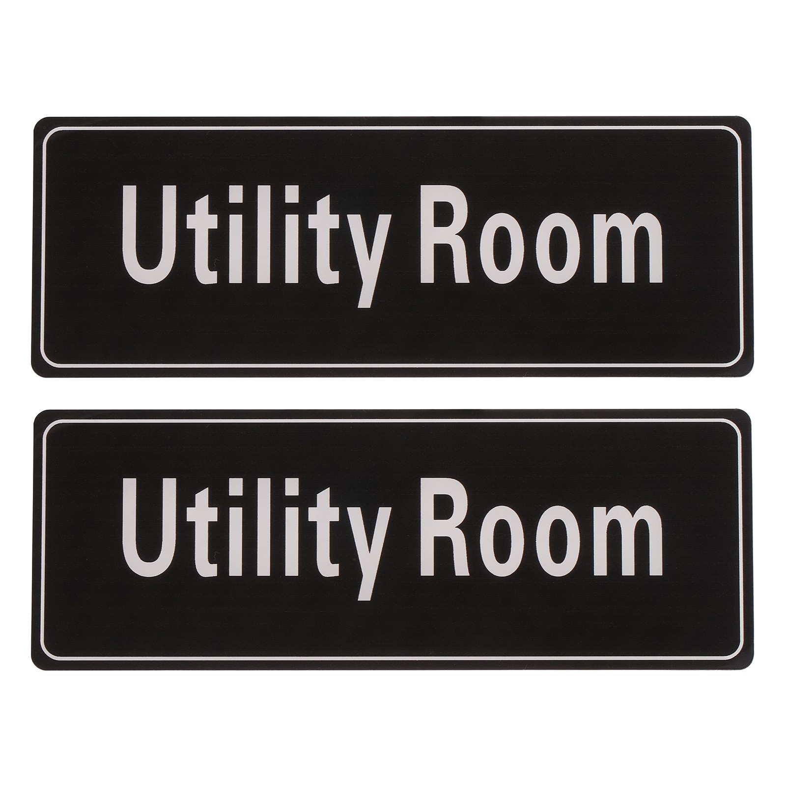 9″x3″ Utility Room, 2Pcs Room Door Sign Self-Adhesive, Black with White Text