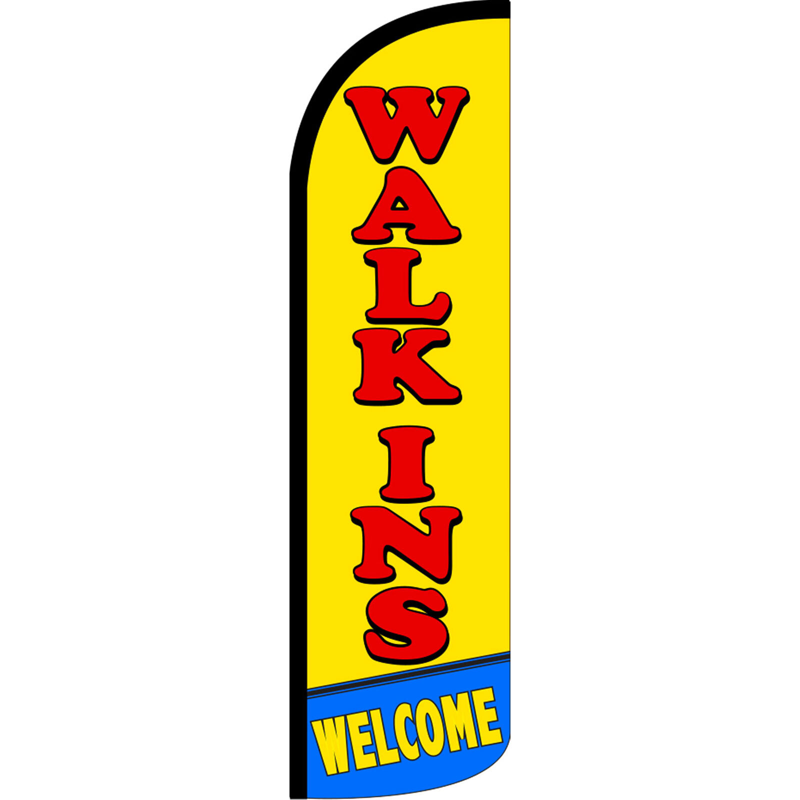 Walk Ins Welcome 3 ft X 11 1/2 ft Windless Swooper Flag (Flag Only)