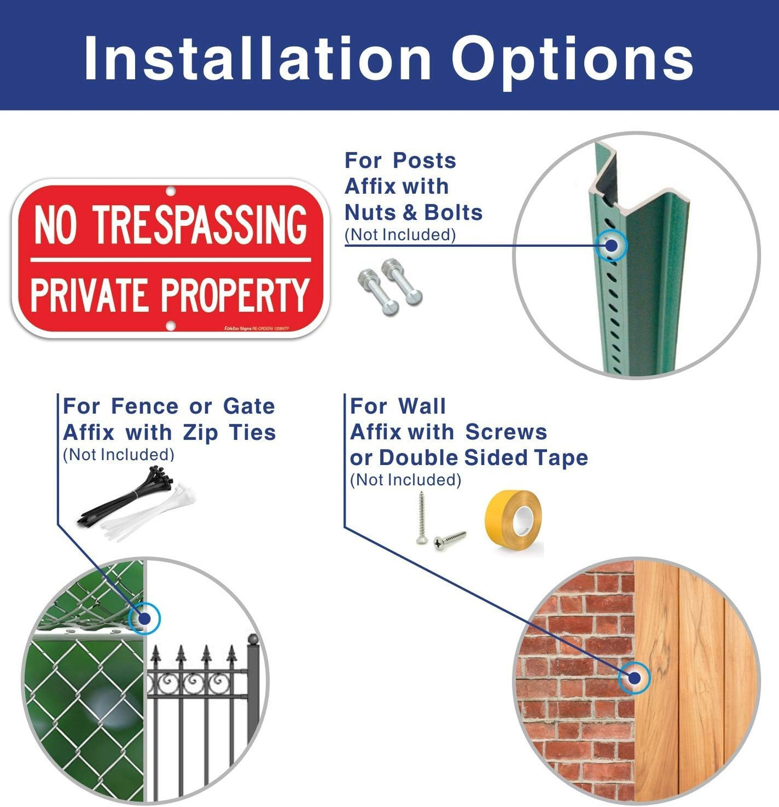 No Trespassing Sign Private Property Reflective Aluminum 12×6 Inches
