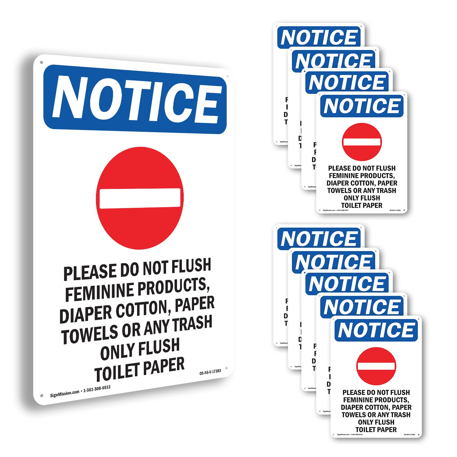 Please Do Not Flush OSHA Notice Sign Metal, Plastic, Or Decal – 5 or 10 Pack