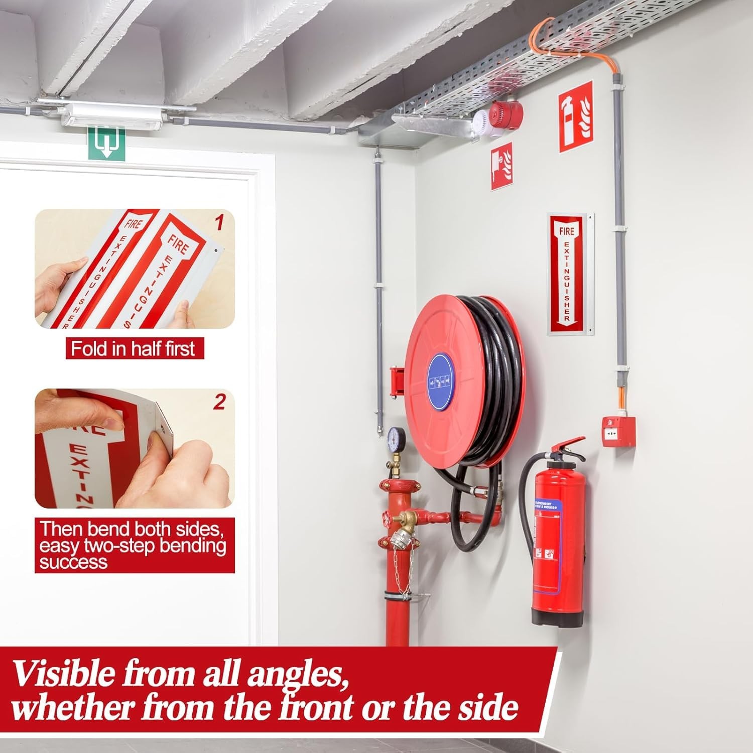 2 Sets 3D Fire Extinguisher Sign with Down Arrow, 12″ x 4″ Reflective Aluminu…