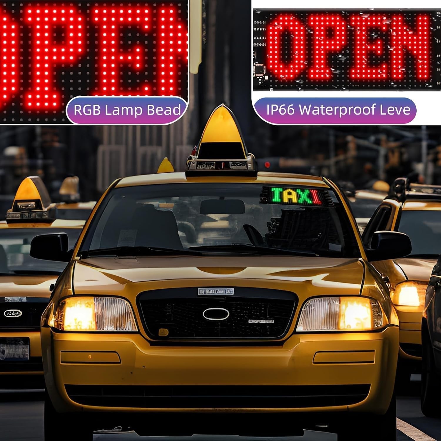 App-Controlled LED Display for Car – Dynamic Text and Animation Panel, 6.7’x2.7′