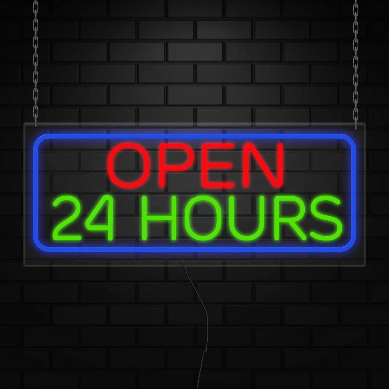 Open 24 Hours Neon Sign for Retail Displays | LED Flex Neon | 32″W x 13″H x 1″D