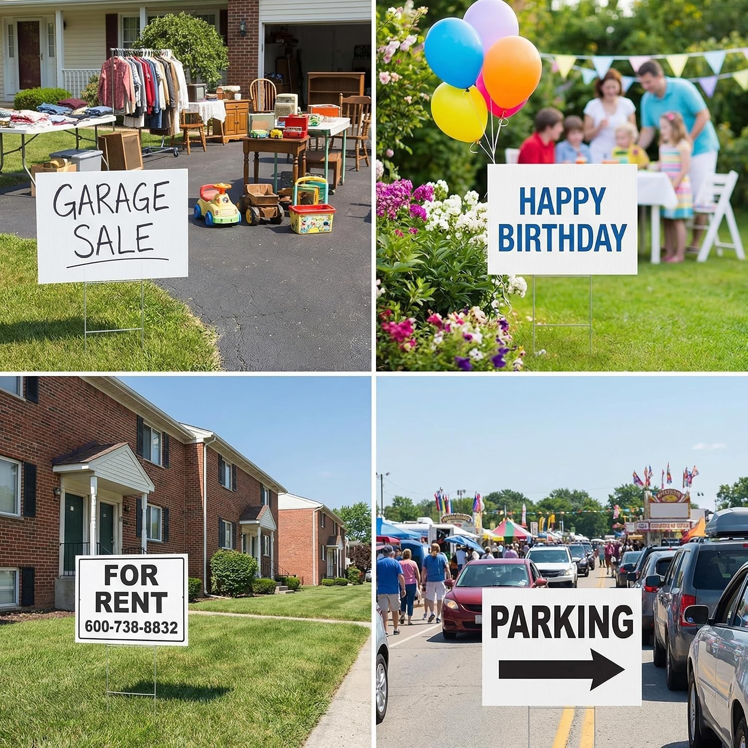 10 Large Blank Yard Signs with Stakes 18×24″ – Pack of 10