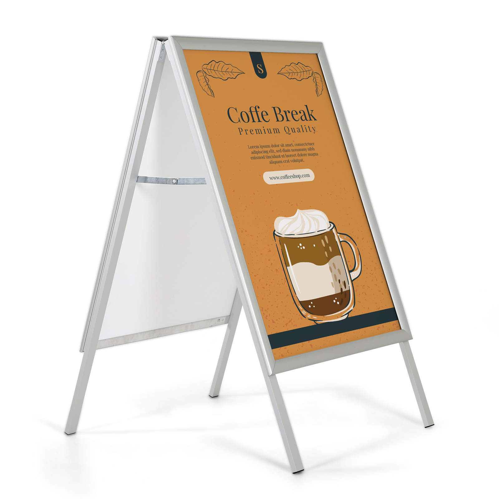 Sidewalk Sign Poster Menu Holder A-Frame Double Sided 22×28 Inch Silver