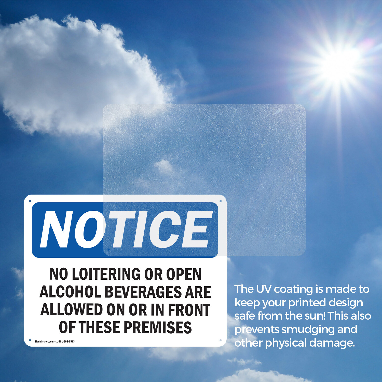 (2 Pack) No Loitering Or Open Alcoholic Beverages OSHA Notice Sign Decal Metal